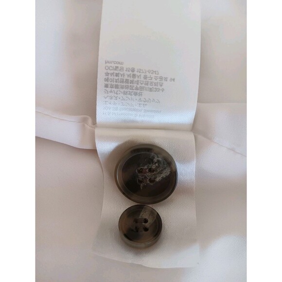 H&M Pinstripe Blazer Women's Sz 12 White Navy Striped Single Button Cotton Blend - Picture 14 of 14